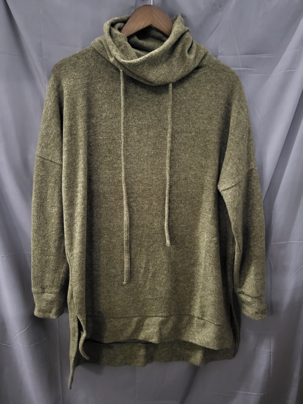 Zenana Olive Green Cowl Neck Sweater Tunic